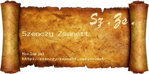 Szenczy Zsanett névjegykártya